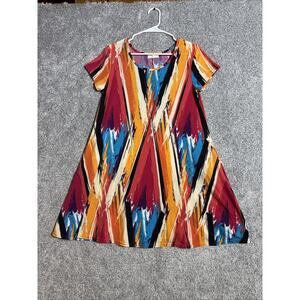 Boho Southwestern Aztec Tribal Dress Size Medium Flowy Stretchy Hippie Festival